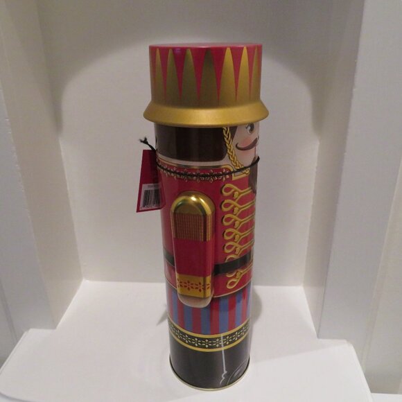 Christmas Red Nutcracker Tin Can Silver Crane Co. Keepsake Gift Empty Container - Picture 7 of 14